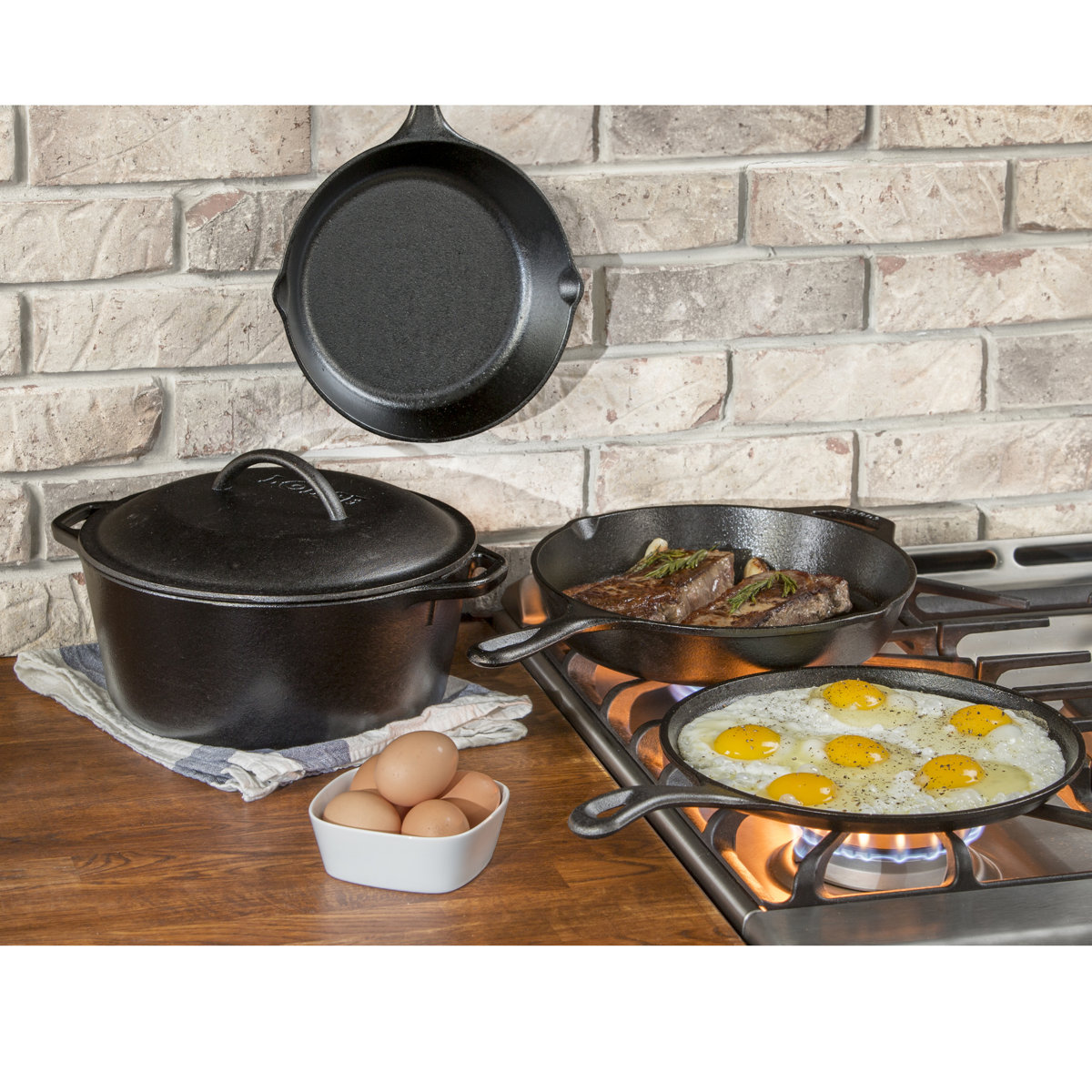 Lodge Seasoned Cast Iron 5 Piece Cookware Set
